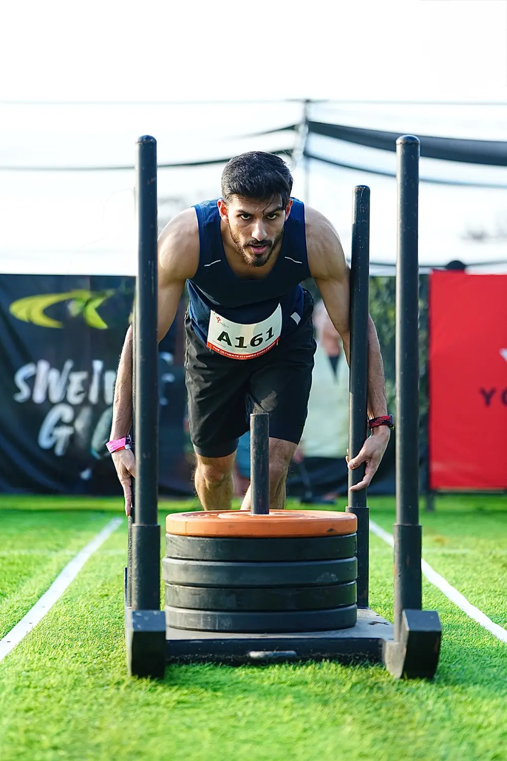 Siddharth Rana performing a box jump during an event